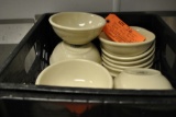 APPROX. (42) SMALL BEIGE SOUP BOWLS BY WORLD ULTIMA CHINA