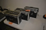 (3) PORTABLE LEGAL SIZE FILE BOXES AND CLIPBOARD CASE