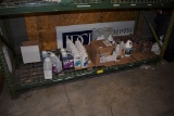 ASSORTED CLEANING SUPPLIES ON LOWER SHELF, KLENZALL,