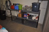 (2) PLASTIC SHELVING UNITS WITH MISC. CONTENTS,