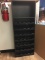 BLACK WINE RACK WITH SHELF, HOLDS 28 BOTTLES