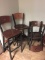 SET OF 4 CHAIRS & STEEL FRAME WOOD SEAT BACK,