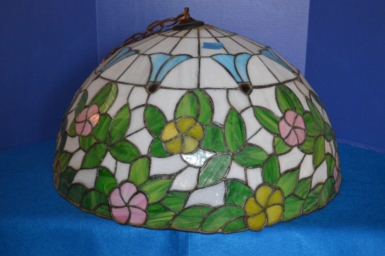 24 1/2" TIFFANY STYLE STAINED GLASS CEILING LIGHT,