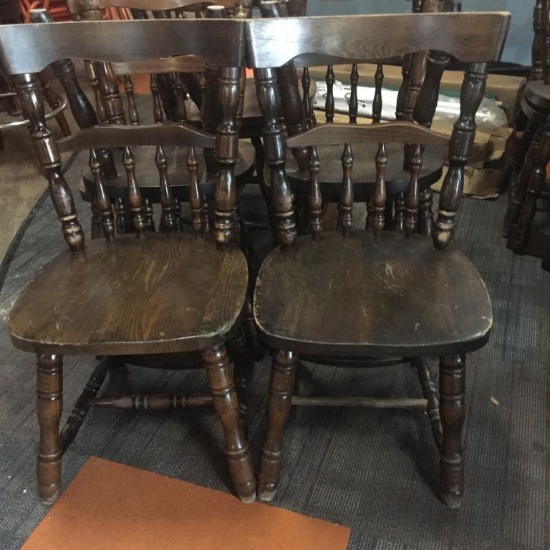 SET OF (6) RESTAURANT CHAIRS, OAK,