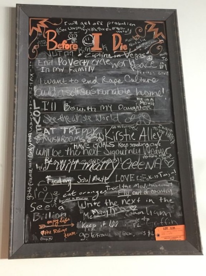 CHALKBOARD WITH BLACK FRAME, 29 3/4" X 43 3/4"
