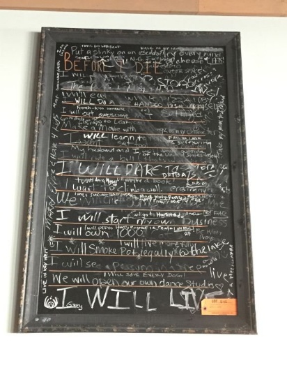 CHALKBOARD WITH BLACK FRAME, 29 3/4" X 43 3/4"