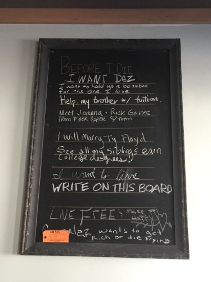CHALKBOARD WITH BLACK FRAME, 29 3/4" X 43 3/4"