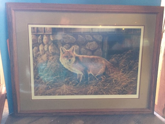 R.MILLETTE LIMITED EDITION PRINT "RED FOX NEXT TO BARN"