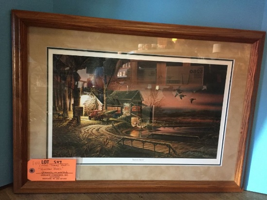 1990 TERRY REDLIN "HUNTER'S HAVEN" FRAMED PRINT