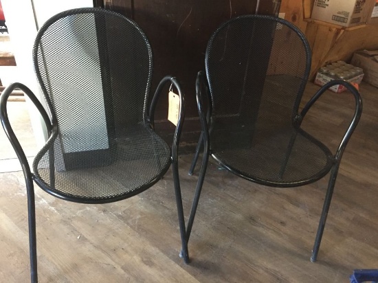 PAIR OF METAL PATIO MESH CHAIRS
