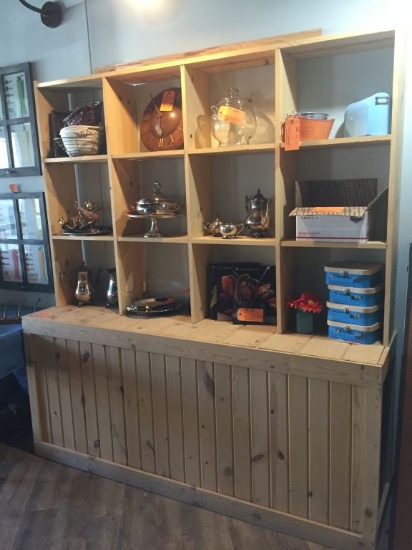 WOODEN DISPLAY CUBBY HOLE CABINET,