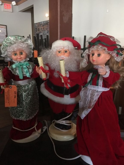 3 ELECTRIC MOTION CHRISTMAS CHARACTERS, SANTA,