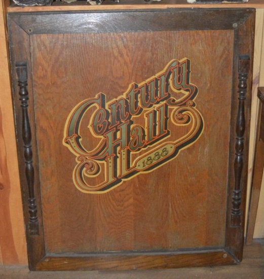 "CENTURY HALL 1888" WOODEN SIGN, DOUBLE SIDED,