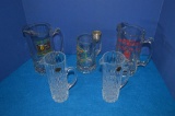BOX OF PITCHERS (2) SMALL CRYSTAL,