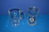 CRATE OF MISC GLASS BEER MUGS, APPROX 10