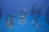 CRATE OF GLASS BEER MUGS, APPROX 10