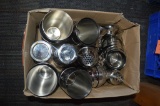 BOX OF MARTINI SHAKERS, SEVERAL SIZES, APPROX 10