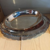 2 PIECE SILVERPLATED TRAY AND SERVING DISH