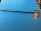 VINTAGE 1920 HIKING STICK WITH MEDALLIONS