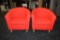 PAIR OF RED BARREL TYPE ARM CHAIRS