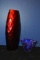 TALL RED METALLIC GLASS VASE AND SMALL BLUE