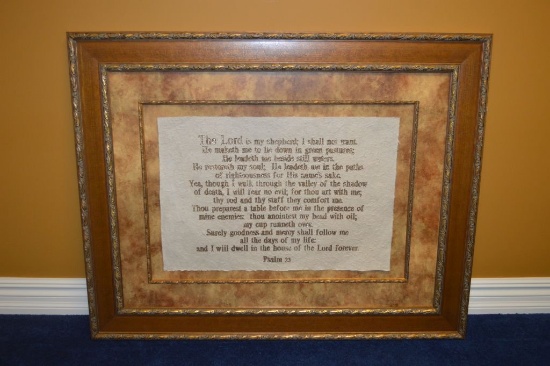LARGE FRAMED AND MATTED RELIGIOUS SAYING "PSALM 23",