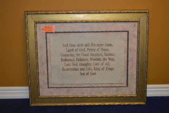 LARGE FRAMED AND MATTED RELIGIOUS SAYING,