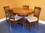 SMALL WOOD OVAL TABLE, DOUBLE PEDESTAL,