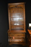 ORNATE WOODEN STORAGE CABINET, UPPER BOOKCASE AND