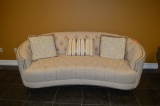 LIVING ROOM SET, CREAM AND GOLD UPHOLSTERY WITH