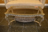 ORNATE GILT COFFEE TABLE WITH GLASS TOP, 50