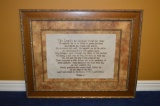 LARGE FRAMED AND MATTED RELIGIOUS SAYING 