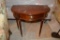 SMALL BROWN SIDE TABLE WITH DRAWER, FLUTED LEGS