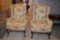 PAIR OF FLORAL PRINT WING BACK ARM CHAIRS