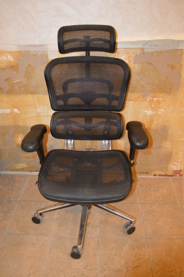 MESH TYPE HIGHBACK OFFICE CHAIR WITH HEADREST, BLACK
