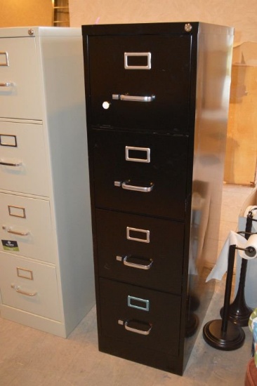 FOUR DRAWER FILE CABINET, BLACK, LETTER SIZE