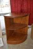 WOOD CORNER TABLE WITH LOWER SHELVES