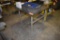 WORK TABLE, METAL PIPE BASE, WOOD TOP,