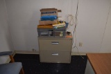 TWO DRAWER HORIZONTAL FILE CABINET AND MISC. OFFICE