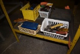 BREAKER BAR, HAND SAW AND TWO SMALL BINS OF ASSORTED TOOLS