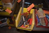 YELLOW BIN OF ASSORTED HAND TOOLS