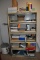 FIVE COMPARTMENT SHELVING UNIT WITH CONTENTS, OFFICE SUPPLIES