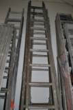(2) WOODEN EXTENSION LADDERS