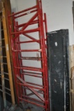 (2) FOLDING SCAFFOLD UNITS WITH (4) METAL PLANKS,