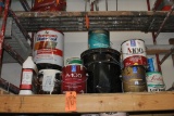PAINTS ON THIS SHELF, FIVE GALLON AND ONE GALLON