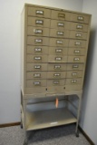 METAL 27 DRAWER LETTER SIZE CABINET WITH LOWER SHELF