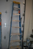 WERNER 8' FIBERGLASS STEP LADDER, BLUE, 250 LB.