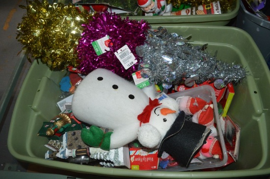 BIN OF MISC. CHRISTMAS DECORATIONS