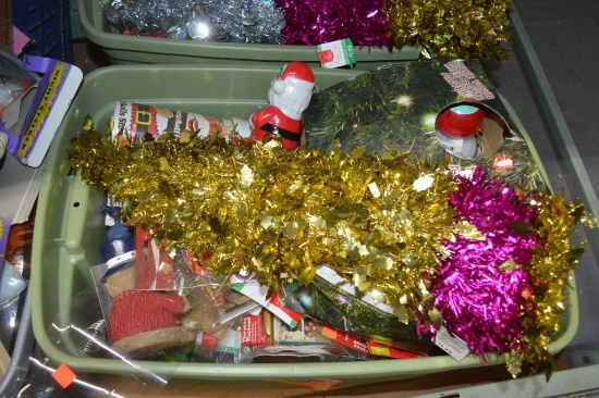 BIN OF MISC. CHRISTMAS DECORATIONS