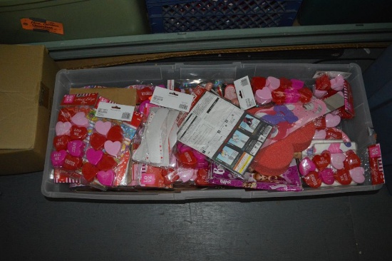 LARGE BIN OF MISC. VALENTINE DECORATIONS